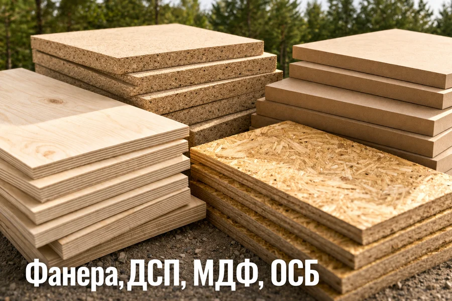 Фанера, ДСП, МДФ, ОСБ